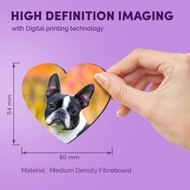 1 x Heart MDF Magnets - Cute Boston Terrier Puppy Dog 16611