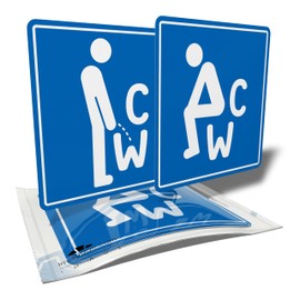 Uni Toilet Stickers - Toilet - Toilet and Urinal - Man and Woman - 6 Square Stickers - 10.5cm