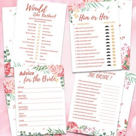 HOWAF 40 Hen Night Party Games, Advice for the Bride Cards, How Well Do You Know the Bride, Would She Rather, Hen Party Games Hen Do Games Bridal Shower Games Rose Gold Hen Do Accessories Decorations