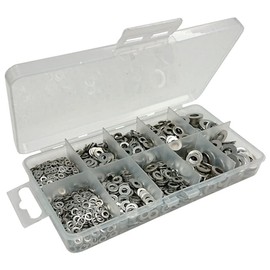 Bulk Hardware BH06562 Assortment of Navy Class AISI 316 Stainless Steel Flat Washers 10 Compartment Carry Case.