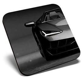 Great Single Coaster Square - Black Sports Car Supercar |Glossy Quality Coasters | Tabletop Protection for Any Table Type #16477