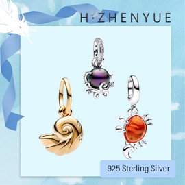 H.ZHENYUE 925 Sterling Silver Bead Charms for European Bracelets Necklace Cartoon Animal Planet Rose Gold Beads Cubic Zirconia Christmas Valentine's Day Mother's Day Gift Tag for Women and Girls,