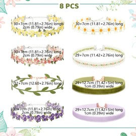 Nayyana 8 Pieces Choker Necklace Set for Women, Velvet Choker, Lace Choker Necklaces, Black Lace Choker Set, Daisy Choker Necklace, Gothic Choker, Punk Lace Choker