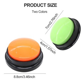 Buzzer with Recording Function, Dog Buttons, Pack of 2 Buzzer with Recording Function, Dog Button for Communication, Intelligence Toy for Dogs, Dog Toy for Dog Interaction