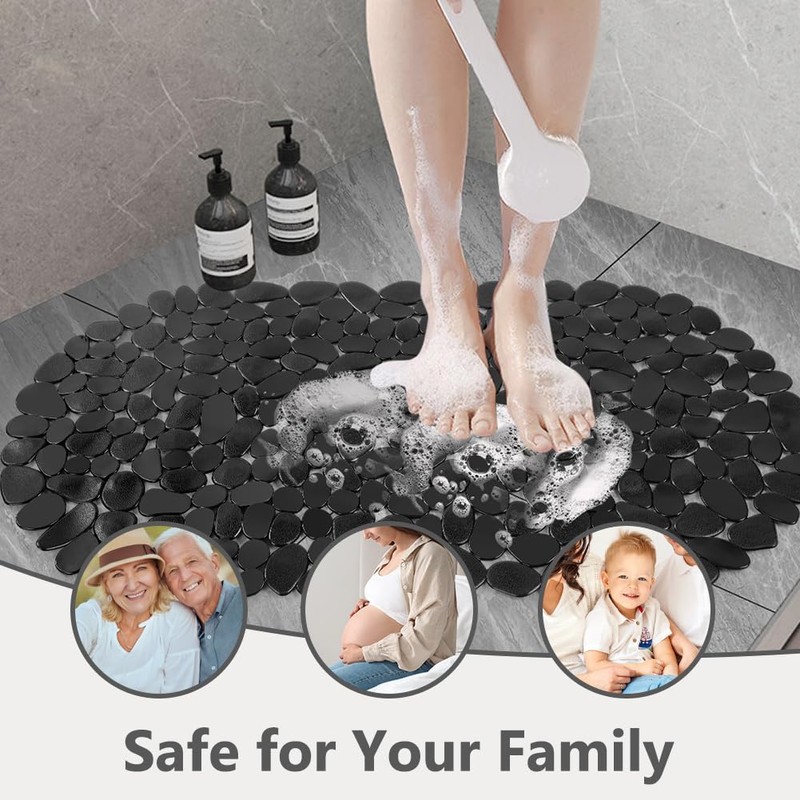 AMFUN Shower Mat Non Slip Anti Mould, Pebbles Shower Bath
