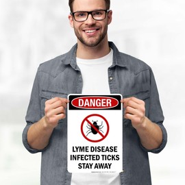 Danger Lyme Disease Infected Stay Away With Symbol Sign, 10x7 Inches, 4 Mil Vinyl Decal Stickers Weather Resistant, Made in USA by My Sign Center