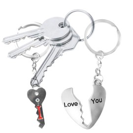 TRIXES Valentines Keyring I Love You Key Ring Key to my Heart Key Chain - Romantic Couples Keychain Gift for Her Him - Present for Girlfriend Boyfriend Husband Wife