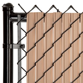 SoliTube Slat Made in America Privacy Inserts for Chain-Link Fence, Double-Wall Vertical Bottom-Locking Slats with Wings for 4' Fence Height (Beige)