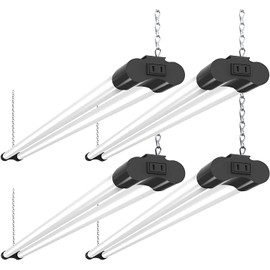 BBOUNDER 14 Pack Linkable LED Utility Shop Light, 4 FT, 48 Inch Fixture for Garage, 40W Equivalent 250W, 5000K Daylight, Surface + Suspension Mount, Florescent Light Fixture Replacement, Black