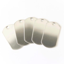 100 Pack Blank Stainless Steel Dog Tags – Military Spec Rolled Edge ID Tags, Bulk Metal Tag Plates for Engraving, Stamping & Crafts (Shiny Finish)