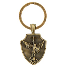 Needzo St Michael Shield Keychain, Archangel Key Accessory, Catholic Gifts, 2.5 Inches