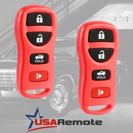 Key Fob Keyless Entry Remote fits Nissan Altima Maxima 350Z Armada Quest Sentra/Infiniti EX35 FX35 FX45 G35 I35 Q45 QX56 (KBRASTU15 Red), Set of 2