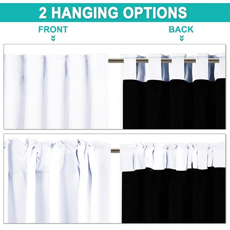 NICETOWN Pure White 100% Blackout Lined Curtains, 2 Thick Layers
