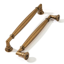khtumeware 10 Pack 6 Inch(152mm) Antique Brass Cabinet Pulls Heavy Duty Solid Vintage Brass Cabinet Handles Kitchen Antique Bronze Cabinet Hardware for Cupboard Drawer Handles