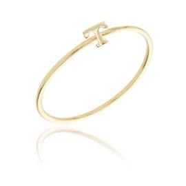 Wrapables Gold Plated Stackable Initial Letter Ring Size 6, Letter T