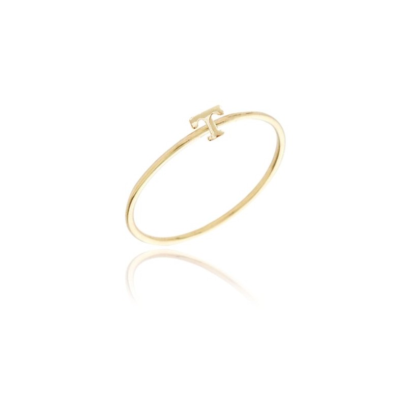 Wrapables Gold Plated Stackable Initial Letter Ring Size 6, Letter