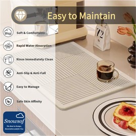 Snowsof Dish Drying Mat - Coffee Mat, Coffee Maker Mat for Countertops, Absorbent Dish Drying Mat for Kitchen Counter, Under Coffee Expresso Maker Coffee Machine Dish Rack (16''×20'',05)