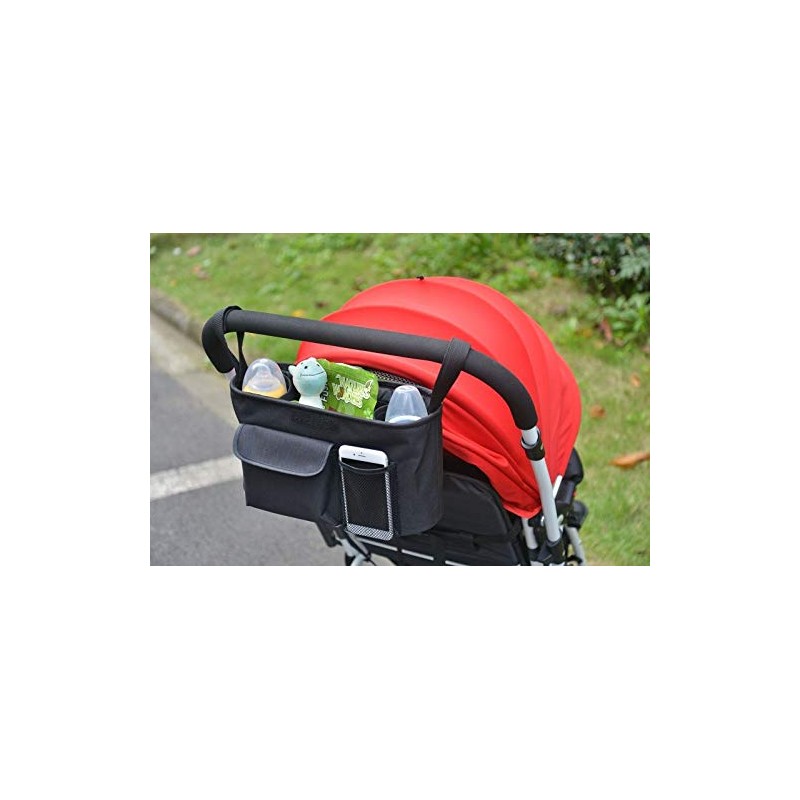 babyGO Pram Organiser Buggy - Pram Bag with Drink Holder
