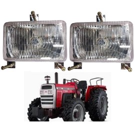 APSMOTIV Tractor Headlight Assembly Compatible With Massey Ferguson 240 12V Bulbs for MF 265-271-275-285-290-298 Landini 200 3000 300 6100 NA Series headlight Tractor Parts 1693944M93