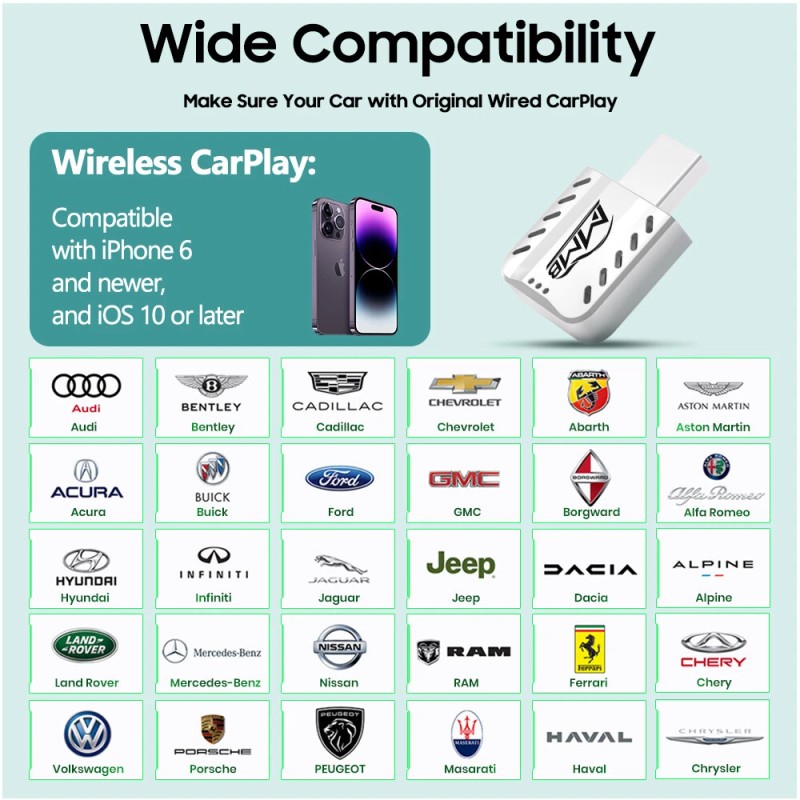 MMB Carplay Ai Box, Mini Wireless Apple Carplay Dongle ,Wired