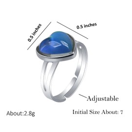 AINILOVE Color Changing Ring Sensing Temperature Ring Turtle/Dolphin/Whale/Penguin Animal Mood Ring for Women Birthday Party Jewelry Gift (Heart)