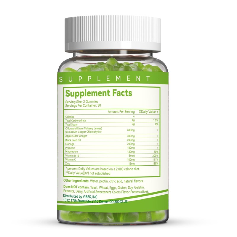 EAZGOO Chlorophyll Gummies for Body Odor Deodorant* 2 Pack, Sugar