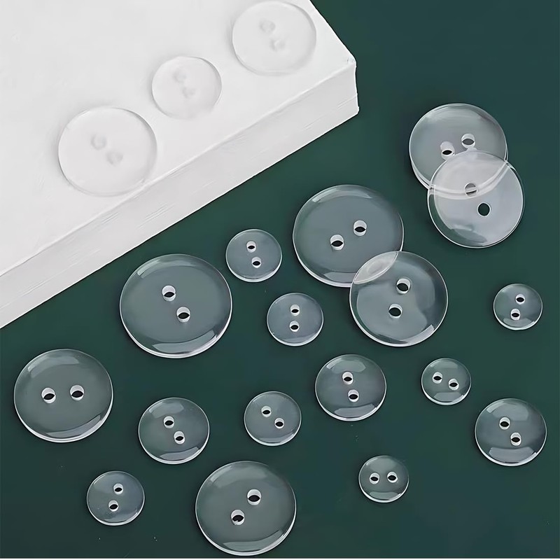 ZAMXHUG Buttons - 200 Clear Buttons - Reversible - Crafts