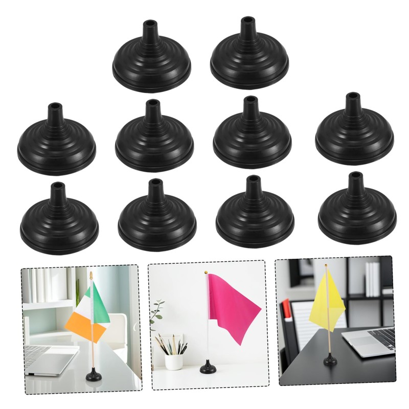 TEHAUX 10Pcs Flag Stand Plastic Round Base Holder for Desk