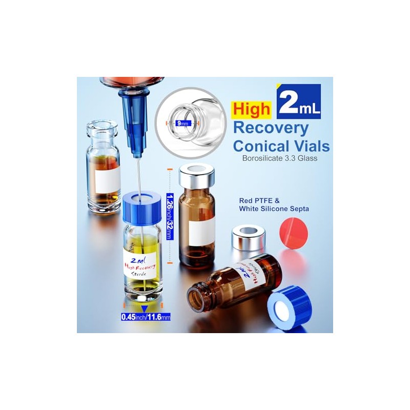 Biomed Solutions High Recovery Vial with 9-425 Screw Cap,Sterile Borosilicate