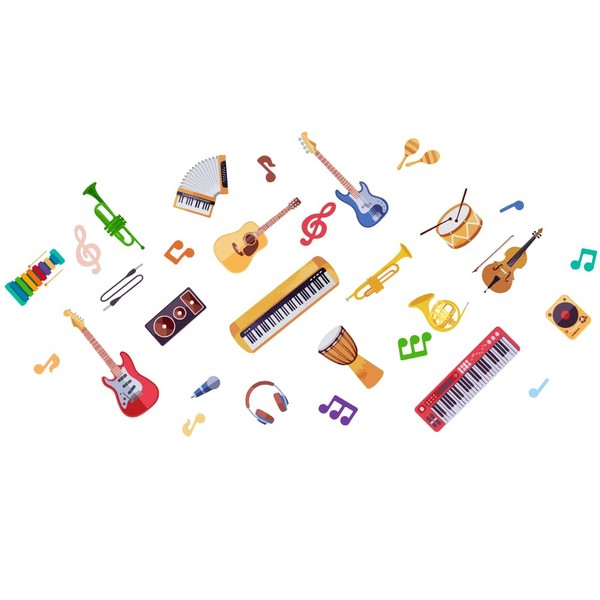 SUPERDANT Musical Instruments Wall Stickers Cartoon Musical Instruments Wall Decals
