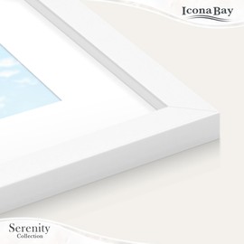 Icona Bay 4x6 Picture Frame w/Removable Mat for 3x5 Photo (White), Sleek Modern Style Frame, Table Top or Wall Mount, Serenity Collection