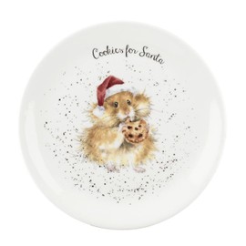 Royal Worcester Wrendale Collection 8-Inch Coupe Plate, Cookies for Santa - Fine Bone China, Adorable Hand-Painted Hamster, Dishwasher & Microwave Safe - Ideal for Holiday Desserts & Appetizers