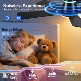 Ceiling Fans with RGB Lights -48” Brown Flush Mount Ceiling Fan