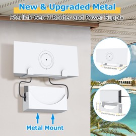 Starlink Gen 3 Mount, Starlink V3 Mount, Metal Wall Mounting Kit for Starlink Gen 3 Router and Starlink Gen 3 Power Supply