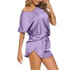 Ekouaer Women Satin Pajama Set Short Sleeve Lightweight Silk Pajama