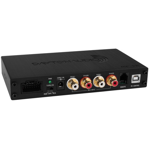 Dayton Audio DSP-408 4 Input 8 Output DSP Digital Signal Processor with Built-in EQ, Crossovers, Time Alignment, and Input/Output Mixing for Home and Car Audio