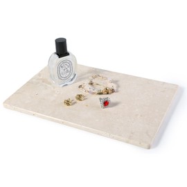 Koville Natural Travertine Marble Cutting Board for Kitchen Counter, 12" x 8" Real Stone Slab Marble Cheese Board for Home Decor, Stone Pastry Boards Bathroom Perfume Tray Candle Plate