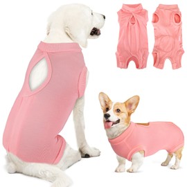 Lukovee Recovery Suit for Dogs, Onesie Surgery Recovery Suit for Female Male Dogs, Abdominal Wounds Cone E-Collar Alternative Prevent Licking Spay Recovery Suit (Peach,XXL)