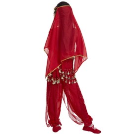 Astage Disfraz de princesa india para niños con adornos de Bollywood, Rojo, Small