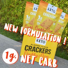 Keto Crackers low carb crackers (Cheddar and Onion) Keto friendly snack crackers almost zero carb no sugar (3 Pack) almond flour healthy snack absolutely gluten free crackers paleo snack friendly