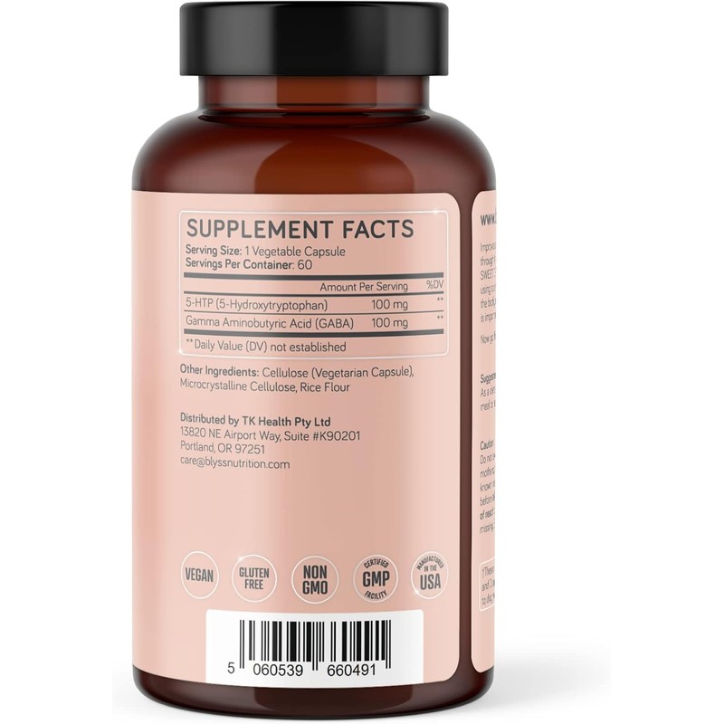 BLYSS Nutrition 5HTP Plus GABA Supplement - Supports Mood, Relaxation