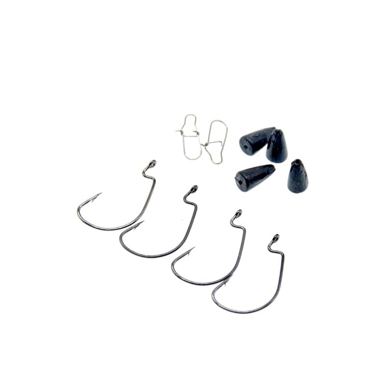 Steinn Rubber Fish Set with Hooks and Offset Jig Heads