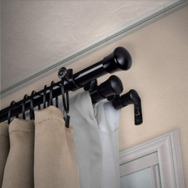 Rod Desyne 13/16" Triple Curtain Rod, 120-170 inch, Black