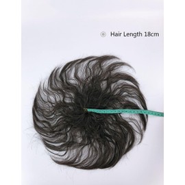 QIANCHUN Clip in Rose Base Synthetic Topper with Messy Bangs Fluffy Curly Wiglet Short 15cm Hairpiece for Thin Hair Natural Hairline (Smart Mini 5x9cm Jet Black)