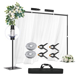 GLOSHOOTING Heavy Duty Backdrop Stand, 10x10ft Adjustable Photo Background Support System Kit with Steel Base, Pipe and Drape Photography Back Drop Kit for Parties Video Studio Wedding