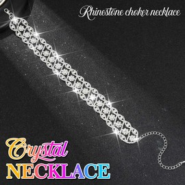 Reaky Rhinestone Choker Necklaces Silver Crystal Necklace Sparkly Choker Necklace Chains Accessories for Women