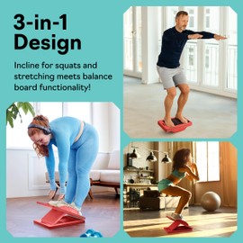 slant Board Turns Into balance board - Premium Calf Stretcher and Wobble Board for Effective Calf Stretching and Squats