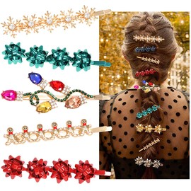 4/5PCS Christmas Hair Clips for Women Rhinestone Snowflake Hairpin Christmas Bulb Light JOY Alligator Hair Clip Set Holiday Hair Accessories Festive Gift (Style B)