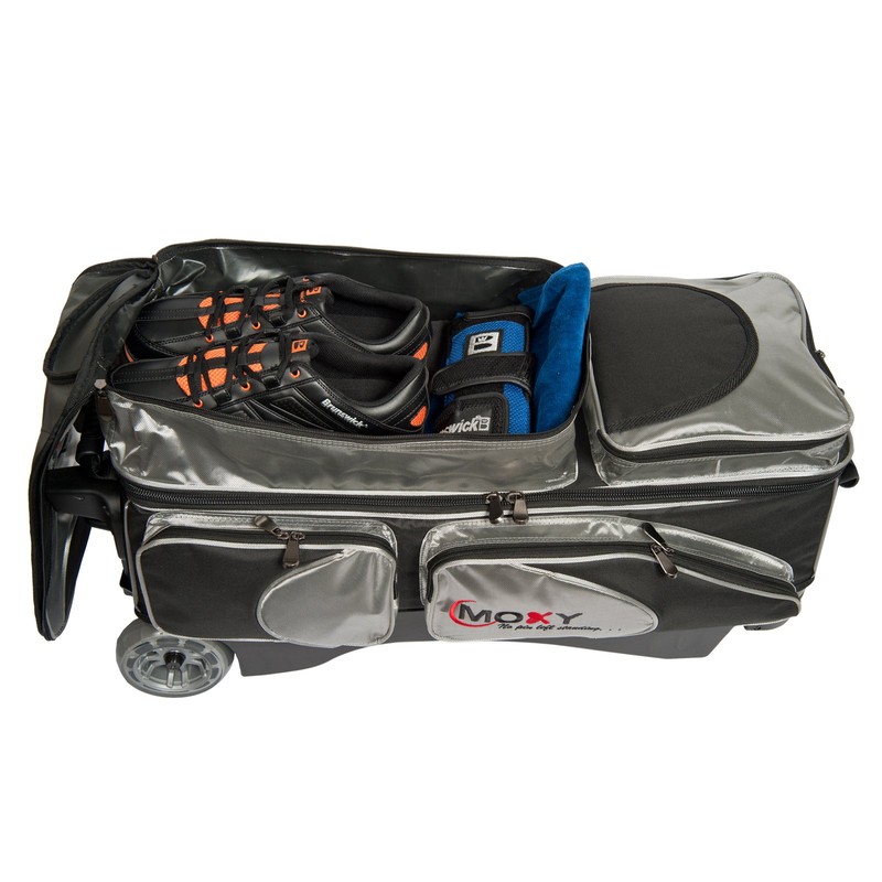 Moxy Bowling Products Deluxe Triple Roller Bowling Bag- Silver/Black