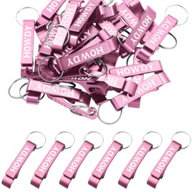 Junkin 30 Pcs Western Cowboy Party Favors Howdy Metal Bottle Opener Keychain Bulk Western Cowgirl Theme Favors for Wild West Derby Last Rodeo Bar Birthday Wedding Bridal Shower Gift Souvenirs (Pink)
